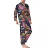 Startseite Bekleidung Tropische Meeres-Nachtwäsche Herbst Korallenriff Lässiges, lockeres, übergroßes Pyjama-Set Herren-Langarm-Anzug mit romantischem Design