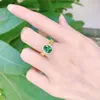 حلقات الكتلة Springlady 925 Sterling Silver Oval Cut 2ct Emerald High Carbon Diamond Gemostr Assice Wedding Obintage Ring Gine Jewelry