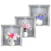 Stickers 3 Pcs Flower Stickers Adhesive Wall Fresh 3D Flowers Vase Applique Potting Decoration Decorative Decal