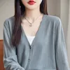 Szdyqh Spring New Women 100% Worted Wool Cardigan Kobieta Elastyczność Ciente Dzian Cardigans V-determ Lady Large Tops Autumn O6jr#