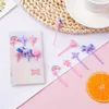 Forks 2/4/6PCS Mini Fruit Fork Set Kid Cute Bento Box Decor Dessert Cartoon Toothpick Cake Party Supply