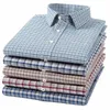 Pure Cott Slip Plaid Shirts Autumn Casual Busin Versatile New Men's LG-ärmad skjorta Top Herrkläder Christmas Tiki T1SF#