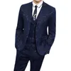 High-end marca terno roupas masculinas fi busin banquete casamento blazers jaqueta com colete e calças preto / azul tamanho 6xl v8td #