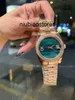 Women Luxury Women Automatic Mechanical Crystal Diamonds Watch Rose Gold Green Dial رقم الساعة على مدار الساعة الفولاذ المقاوم للصدأ المصمم على مراعات Waterproof GvU8