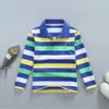 子供服の少年Tシャツ3-14歳春の長袖ティーンストライプTシャツキッズトップスキッズ快適なポロシャツ240319