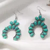 Dangle Chandelier Earrings Faux Turquoise Fashion Accessories Bohemian Vintage Geometric Cutout Pendant Jewelry For Women Retro Wife D Oto7M