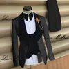Jacquard Men's Suit 3 -stycken Formell parti Dr brudgum bröllop smoking jacka byxor väst båge veet krage elegant kostym män z7zt#