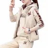 3PCS/SET Trendy Women Tracksuit Multi Pockets Patchwork Kolor Letter Drukuj Kobiety z kapturem spodnie do joggingu