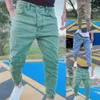 2023 Autumn Slim Fit Męskie dżinsy Pure Kolor swobodny elastyczna talia dżinsowe dżinsy belkowe spodnie stóp uliczne jogger dżinsowe spodnie męskie u7mq#