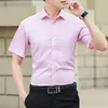 2024 Zomer Mannen Slanke Effen Kleur Korte Mouw Busin Casual Wit Shirt Mannelijke Merk Grote Maat 5XL klassieke Stijl 56Yy #