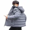 卸売2022パッド入り男性の秋の冬の新しい温かい厚さパッド入りコート男子韓国の固体色のゆるいパッドされたパーカージャケットJ2AJ＃