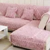 Housses de chaise Housse de canapé en peluche imprimée rose 3D hiver épaissir canapé chaud pour salon décor à la maison nordique anti-dérapant dossier housse