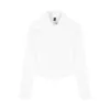 XPQBB White Shirts Women Korean Style Button Folds Slim Fit Crop Tops Female All-Match Daily Design Office Långärmor Blusar 240322