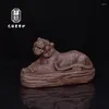 Te husdjur yixing lila sandbutik handgjorda tiger prydnader dekoration stödbar sten yta åtta kvadratiska kinesiska stjärnm