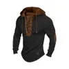 Sudadera con capucha para hombre, sudadera con cordón y cordones vintage para hombre con hombros plisados, Top diario transpirable suave y elástico 390w #