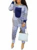Vonda Women Pant Sets 2024 Autumn Suits Fi Casual LG Sleeve Tops Stripe Elastic Talle Spodnie Eleganckie drukowane pasujące zestawy x6zl#