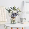 Decorative Flowers Flower Arrangement White Blue Dahlia Bundle Real Touch Simulation Artificial Fake Plants Silk