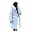 Hiver nouveau bas Cott manteau femmes mi-longueur grand col de fourrure à lacets coupe-vent capuche manteau chaud femmes Parkas I7EW #