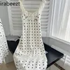 Casual klänningar polka dot spets rygglös klänning kvinnor kläder sommar vita klubbkläder för vestidos elegantes para mujer