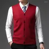 Coletes masculinos nível 4 super anti-pilling top grau pleuche inverno v pescoço marca de moda malha cardigan casual suéter preppy colete sem mangas