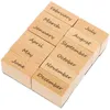 Garrafas de armazenamento scrapbook inglês mês selo estudante uso adesivos retro selos de madeira borracha diy artesanato