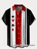 Chemises décontractées pour hommes Hommes Summer Poker Symbole Stripe Imprimer Chemise Plage À Manches Courtes Vêtements Mâle Bouton Col Revers Mode Loisirswear