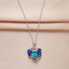 Catene Collana con ciondolo drago di colore blu viola per donne Ragazze Moda delicata Anno del cuore Gioielli con strass