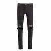Jeans skinny extensibles pour hommes, déchirés avec trous de broderie, High Street, O59m #