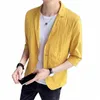 Blazer estivi Giacca a maniche lunghe Abiti casual per uomo Abbigliamento Protezione solare Cappotto sottile coreano Slim Solid Tops Costume Homme 970Q #