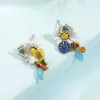 Kolczyki żyrandolowe Dangle Floral Small Clear Daisy Butterfly Stud S925 Sier Igle Emalid Ornaments Drop dostawa biżuteria OTCN0