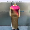 Stylezor femmes robe de grande taille décontracté mode été à manches courtes dégradé col rond robes surdimensionnées en vrac pour dame 240321