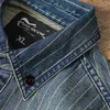 Amekaji VIntage Denim Shirt Mannen Lente Herfst Nieuwe Revers Multi-pocket Blauw Gestreept Lg Mouw Cargo Shirt Casual Vest tops r3X3 #