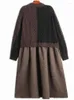 Casual Jurken Vintage Unieke Mode Gebreide Paneelzak Jurk Losse Lange Mouw Trui Maxi Dames 2024 Lente Winter X708