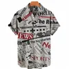 Męska koszula retro dla mężczyzn Vintage News Papers 3D Printed Lapel Hawaiian Shirts swobodne krótkie topy męskie koszule c4tz#