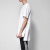 Men's T Shirts Side Split Longline Hem Short Sleeve Men Shirt Solid O-neck Streetwear Hip Hop Tee Summer Tops Plain Tshirt