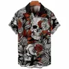 Hawajskie Summer Horror Skull Shirts for Men Vintage Casual 3D Print Rocker Gothic Rockabilly Short Sleeve Top Importowane odzież U9UV#