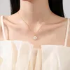 Chaînes S925 Argent Naturel Blanc Nacre Grand Amour Trèfle Collier Femmes Simple Confortable 45cm Chaîne Délicate Conception Bijoux