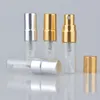 Lagringsflaskor 2 ml 2,5 ml 3 ml Travelåfyllningsbar glasparfymflaska med UV -sprut kosmetisk pumpspray Atomizer Silver Black Gold Cap F403