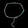 Bracelets de cheville en gros-1pcs unique Nturquoise perles chaîne d'argent bracelet de cheville souvenir bracelet de cheville bijoux de pied rapide nouvelle mode livraison directe Dhlwn