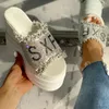 Kapcie est damskie buty kryształy kliny Woemn's High Heels Speisher Sandals Sandals Sandals żeńskie grube podeszwy diamentowe muły platformę diamentową