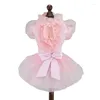 Vêtements pour chiens Robe de mariée pour animaux de compagnie Big Bow Dentelle Strass Ballet Chat Chiot Princesse Jupe Costume de fête 5 tailles 4 couleurs