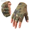 Gants tactiques sans doigts moto Combat Paintball tir chasse conduite antidérapant demi doigt hommes femmes YQ240328