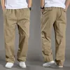 mens Casual Cargo Cott Pants Men Pocket Loose Straight Pants Elastic Work Trousers Brand Fit Joggers Male Super Large Size 6XL 29OE#