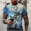 2024 Wolf T-shirt pour hommes imprimé animal à manches courtes Top 3D Casual Street T-shirt surdimensionné T-shirt hommes Vintage Clothing002