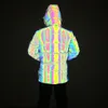 2023 Colorful Reflective Winter Lg Jacket Men Women Fi Outdoor Casual Sport Safety Warm Coat Reflect Light In The Dark u2lV#