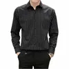 Camisa masculina lg manga 2022 primavera verão camisa casual listrado masculino social busin dr camisa fino ajuste fi wear o3r8 #