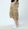 LG längd last shorts män sommar knä multi ficka casual stuga elastisk midja capri militär heta byxor beskurna byxor r4mf#