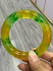 Dekoratif figürinler Sertifika Gönder gerçek jadeite myanmar zümrüt bilezikler sınıf buz şeffaf sarı yeşil A Burma Yeşim Bangle