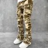 Nieuwe Mannen Fi Hip Hop Camoue Gaten Patch Gesplitst Slanke Jeans Broek Mannelijke Camo Casual Straight Denim Broek M7wd #