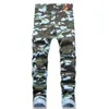 men's Fi Multi-Pocket Cargo Camoue Jeans Color Letter Print Slim Denim Pants Street Patchwork Casual Pants P8g4#